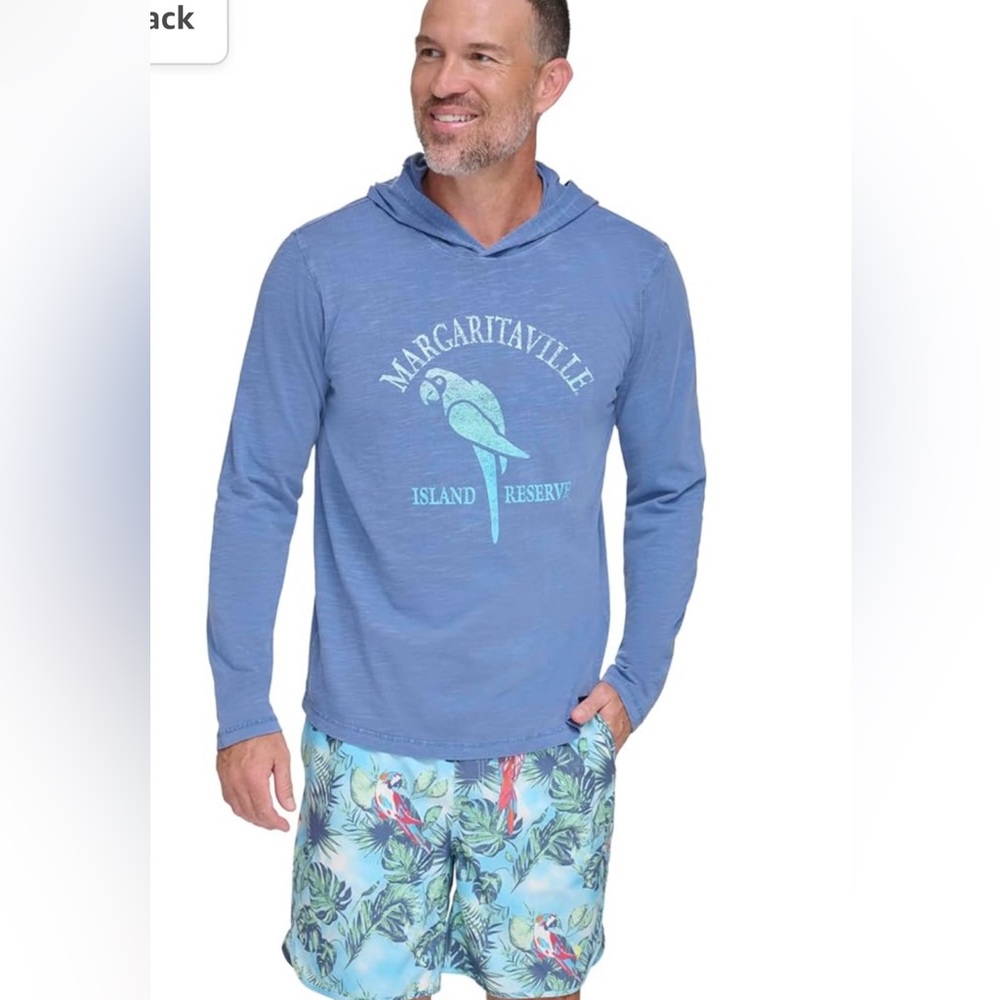 Mens long sleeve hooded Margaritaville Tshirt